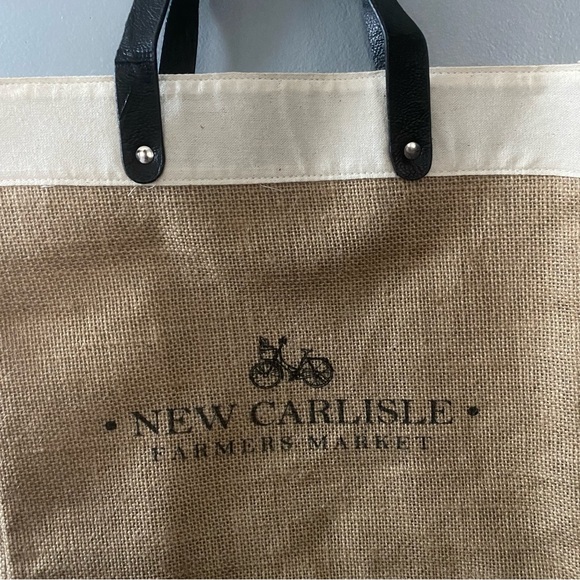 NWOT All’asta Burlap and Canvas Farmer’s Market Bag - Picture 2 of 6